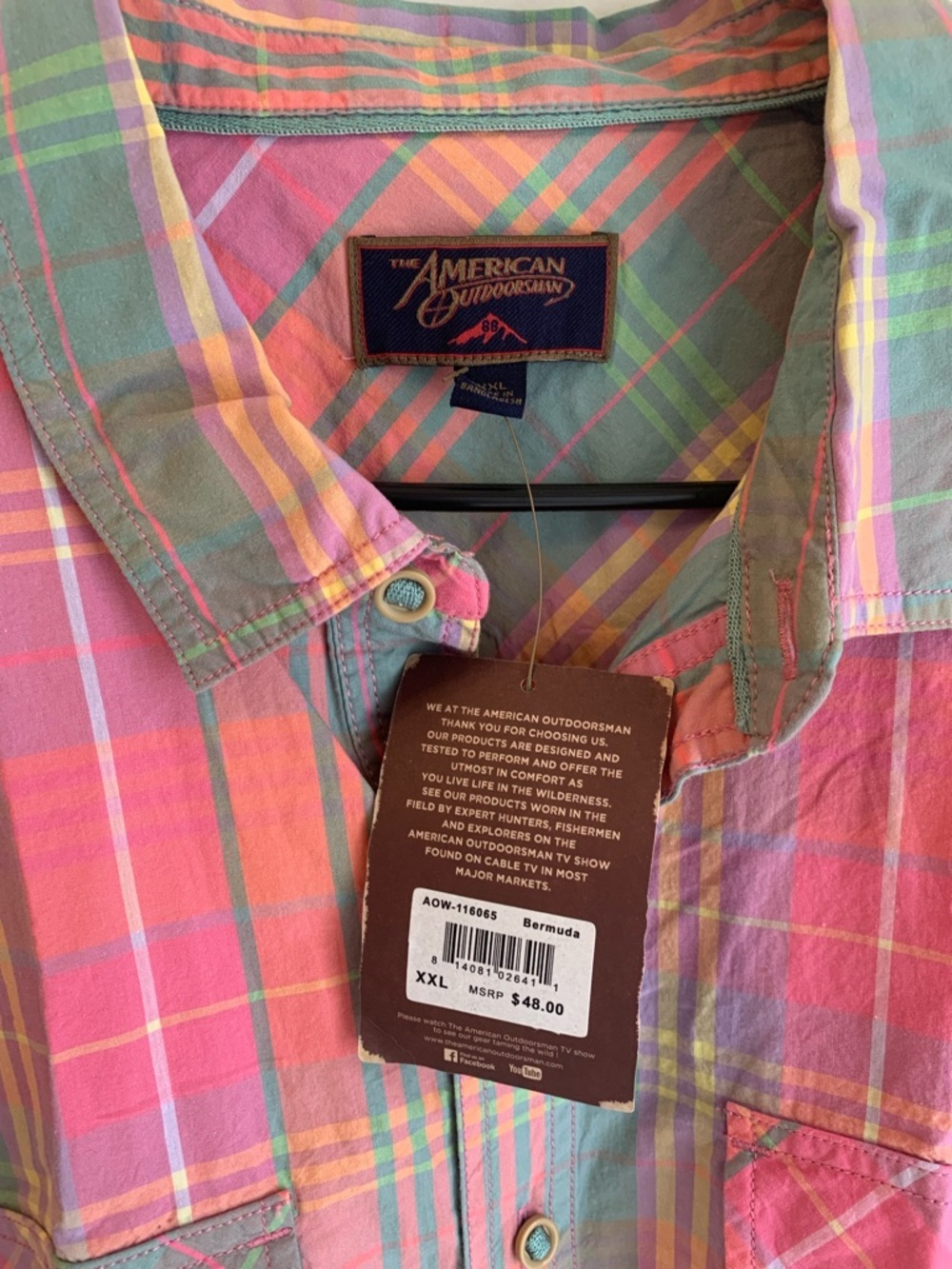 American Outdoorsman XXL Plaid Short Sleeve Button Down Shirt NWT - Picture 3 of 5